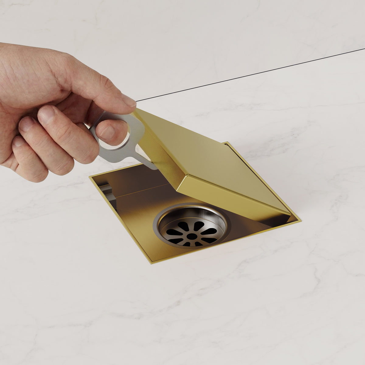 4-Inch Reversible Square Shower Drain with Anti-Odor Core
