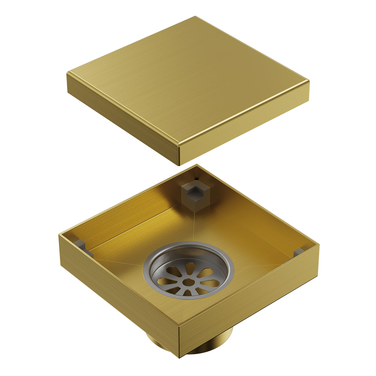 4-Inch Reversible Square Shower Drain with Anti-Odor Core