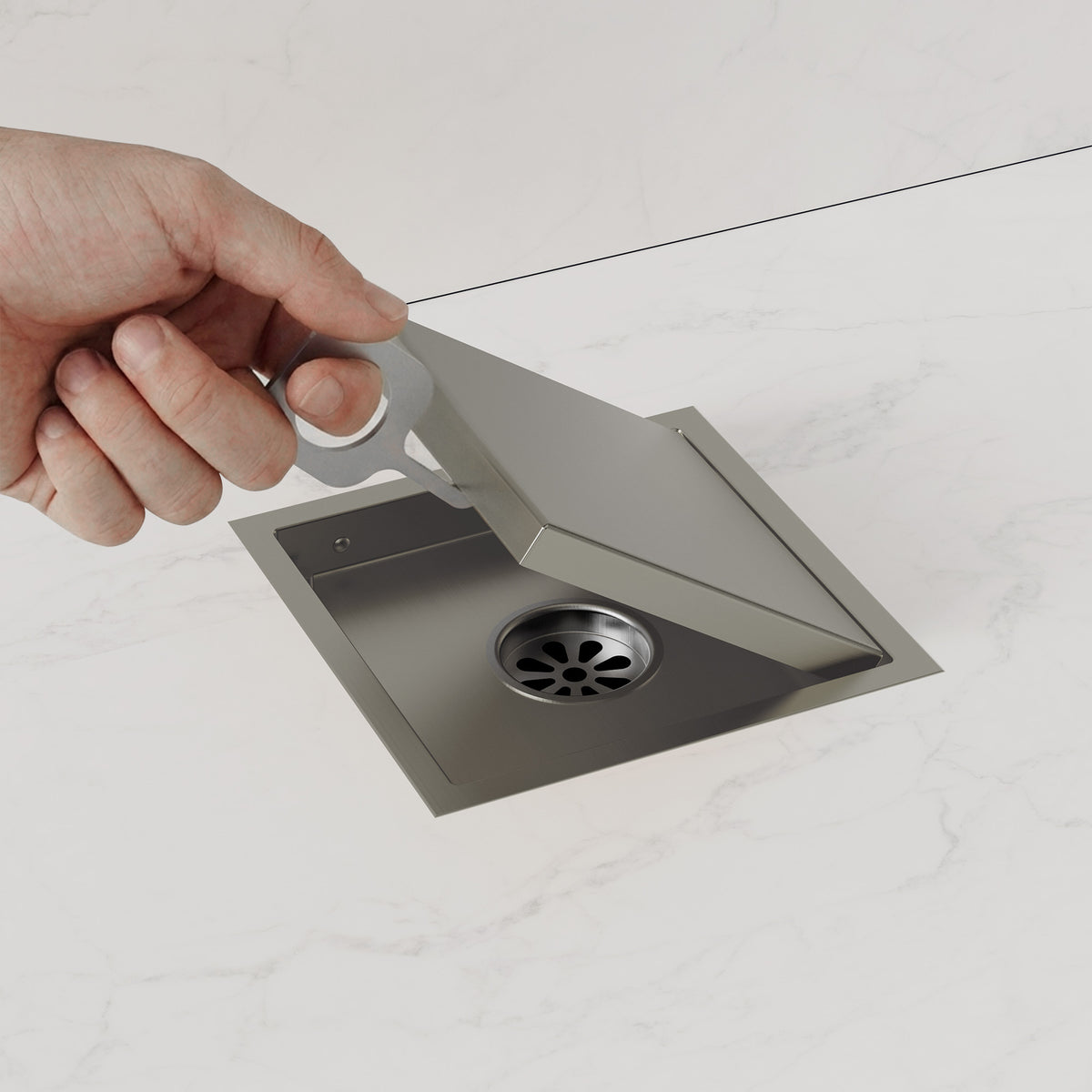 6-Inch Reversible Square Shower Drain with Anti-Odor Core