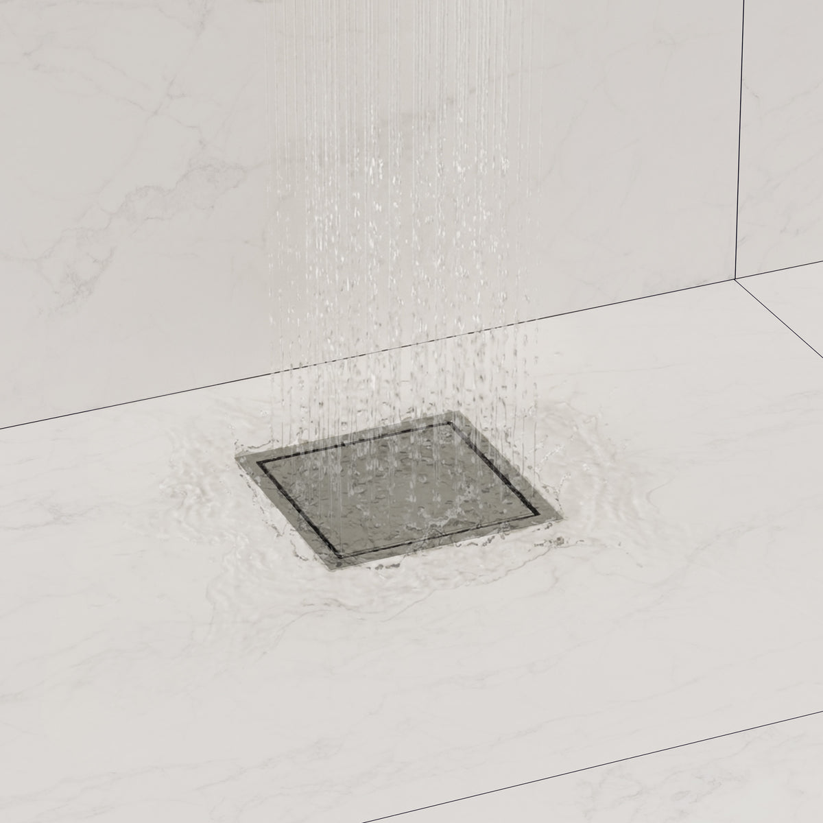 6-Inch Reversible Square Shower Drain with Anti-Odor Core