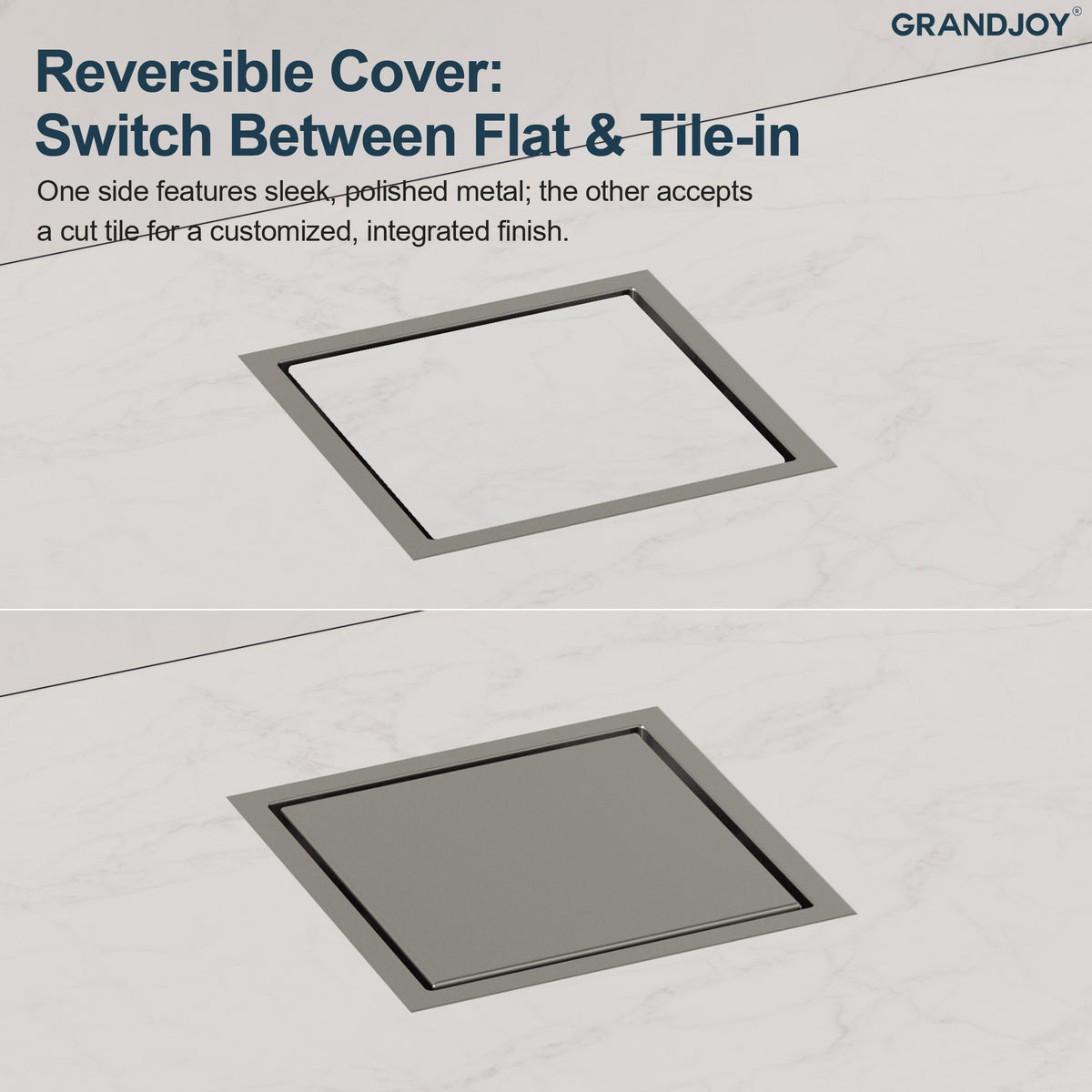 6-Inch Reversible Square Shower Drain with Anti-Odor Core