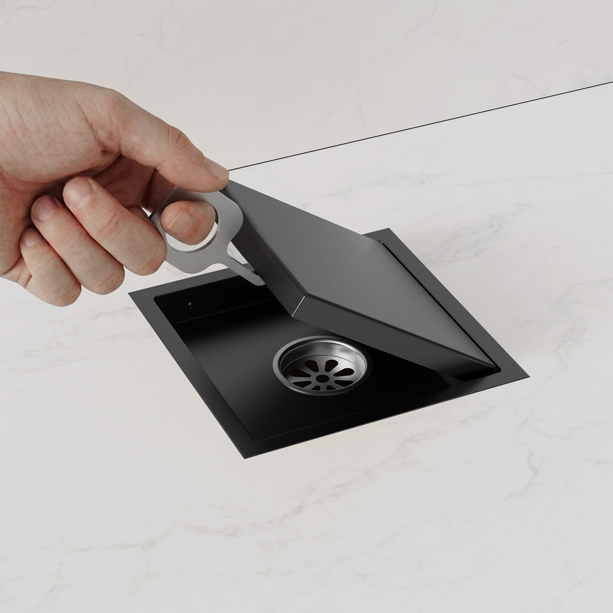 6-Inch Reversible Square Shower Drain with Anti-Odor Core