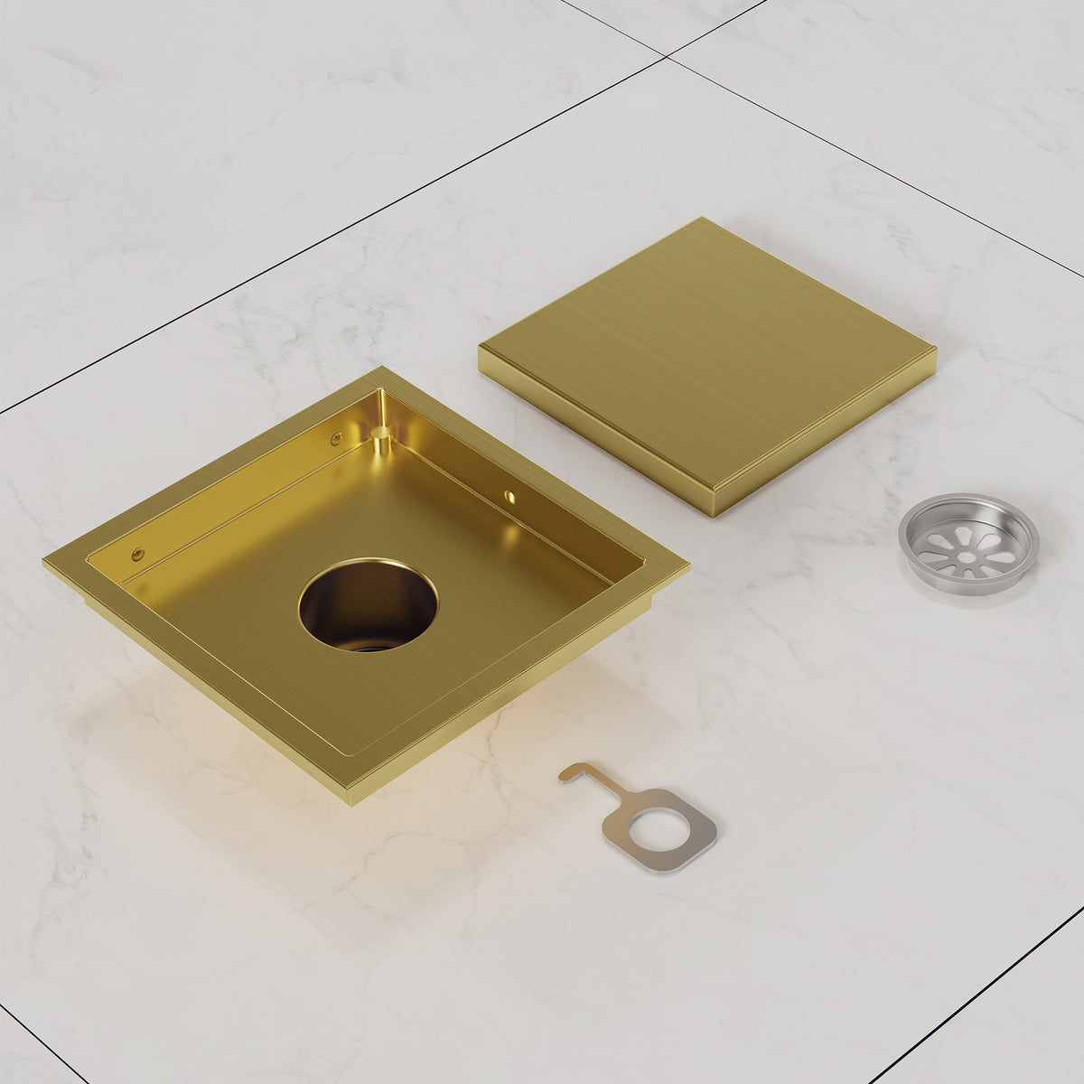 6-Inch Reversible Square Shower Drain with Anti-Odor Core