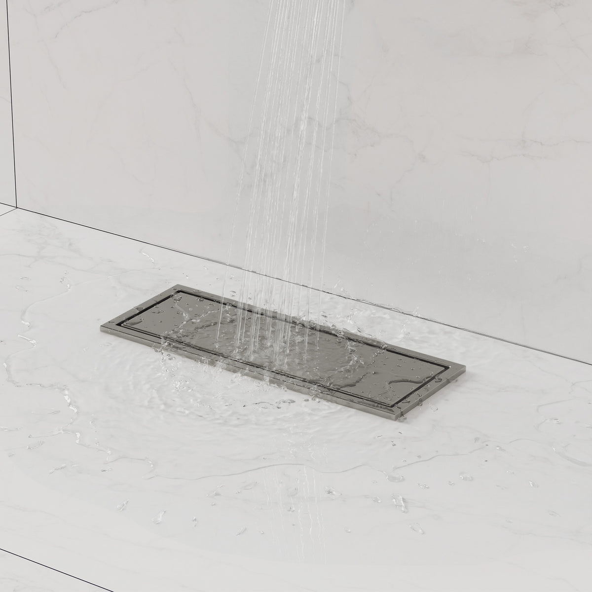 12-Inch Reversible Rectangular Shower Drain with Anti-Odor Core