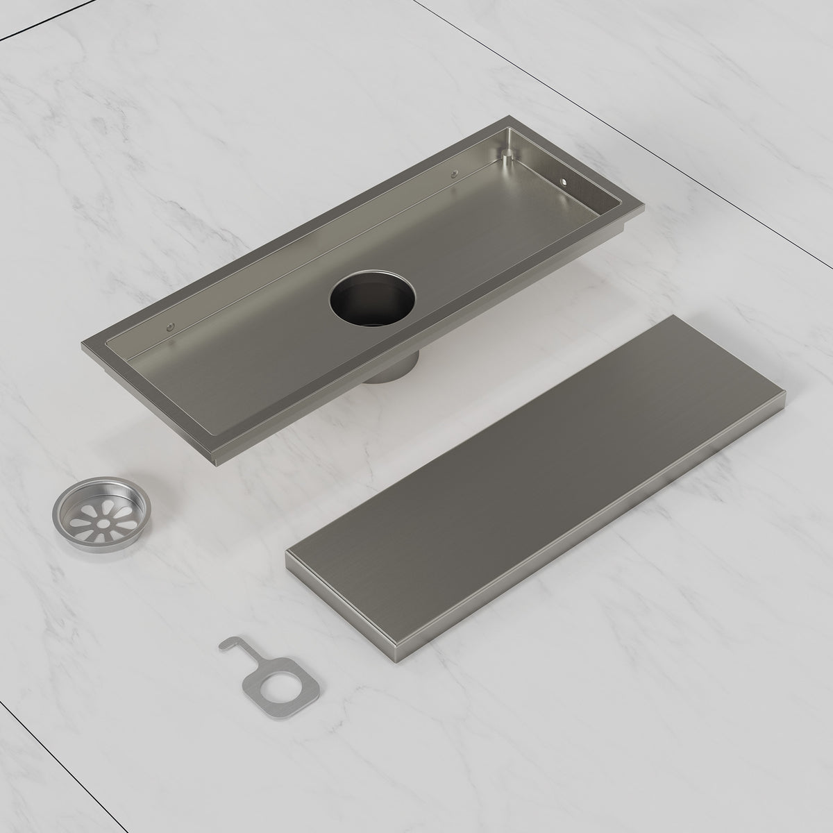 12-Inch Reversible Rectangular Shower Drain with Anti-Odor Core
