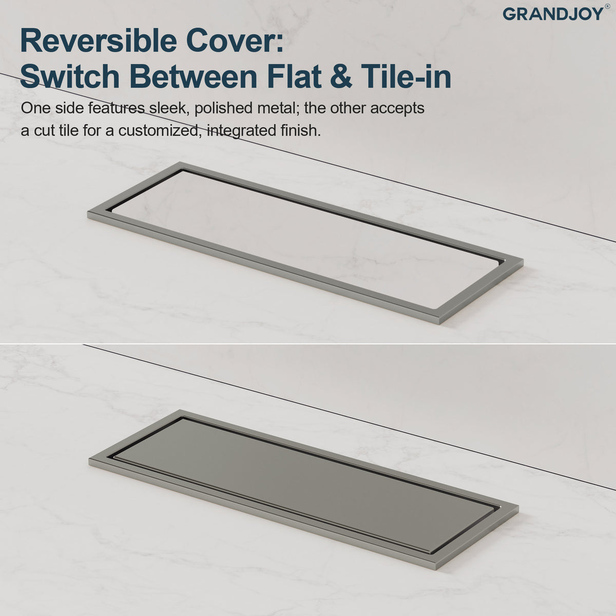 12-Inch Reversible Rectangular Shower Drain with Anti-Odor Core