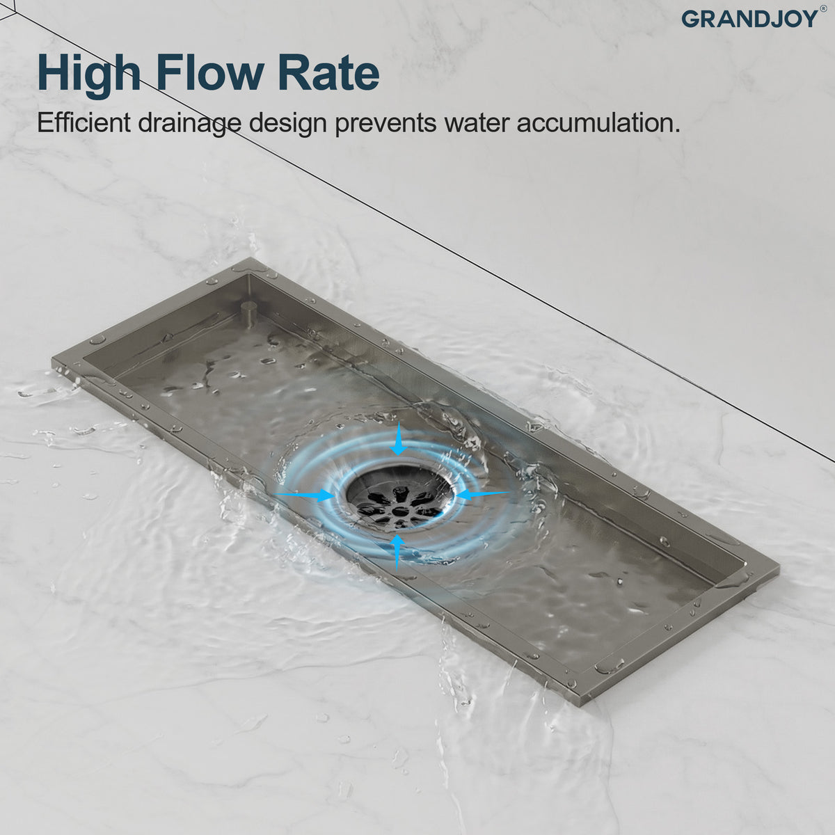 12-Inch Reversible Rectangular Shower Drain with Anti-Odor Core