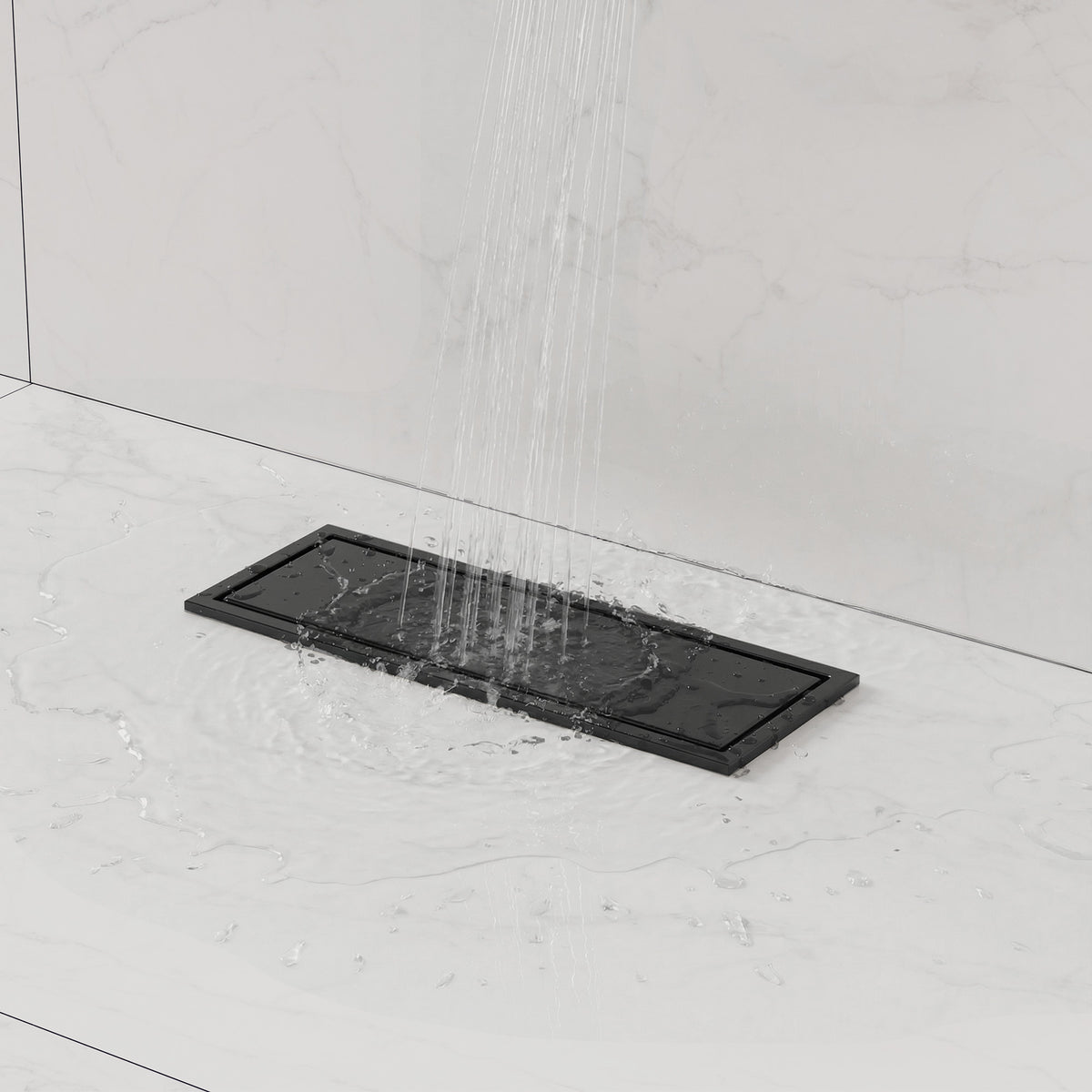 12-Inch Reversible Rectangular Shower Drain with Anti-Odor Core