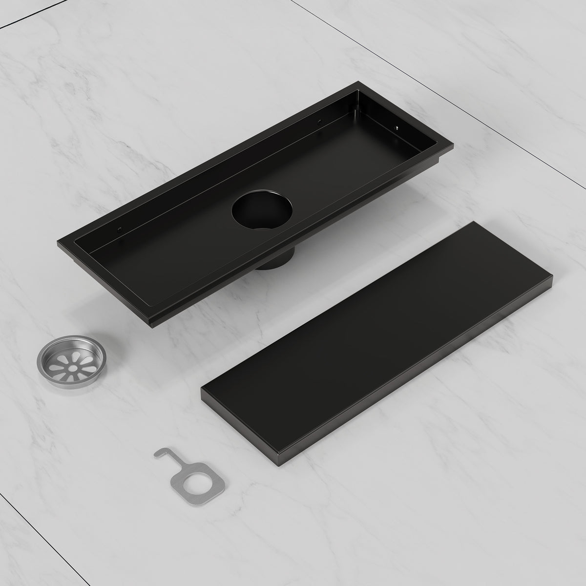 12-Inch Reversible Rectangular Shower Drain with Anti-Odor Core