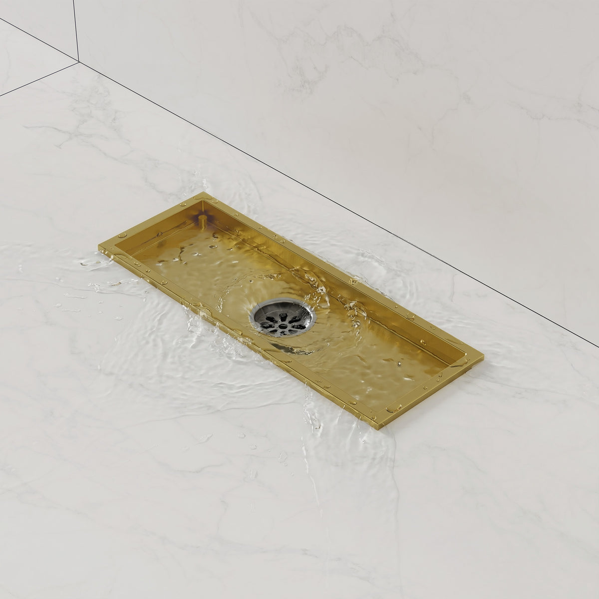 12-Inch Reversible Rectangular Shower Drain with Anti-Odor Core