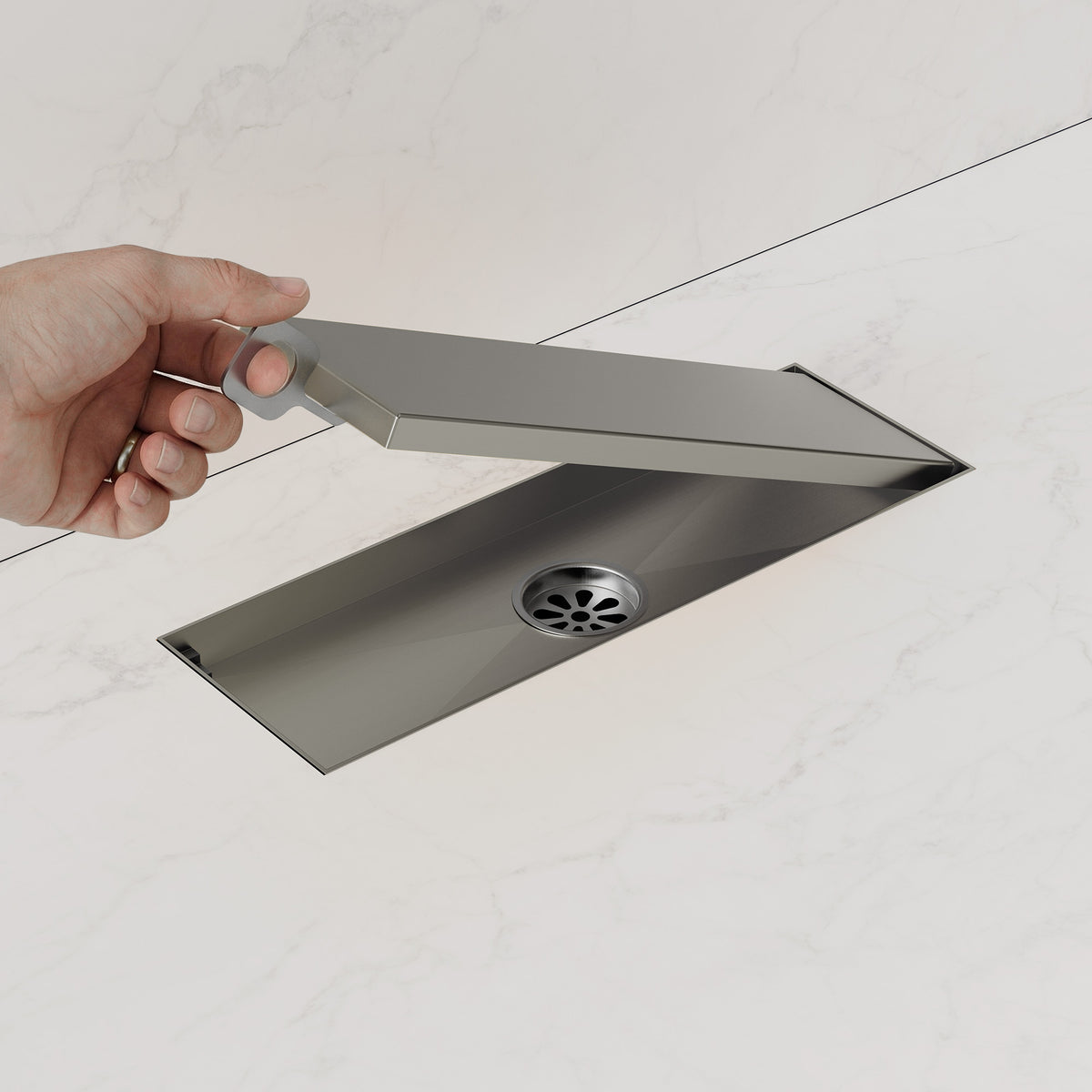 12-Inch Reversible Linear Shower Drain with Anti-Odor Core