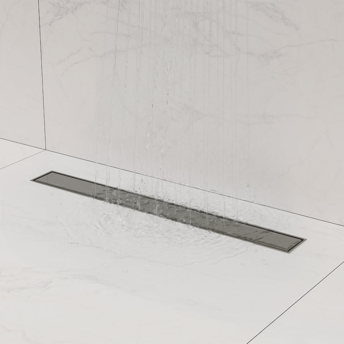 24-Inch Reversible Linear Shower Drain Kit with Anti-Odor Core