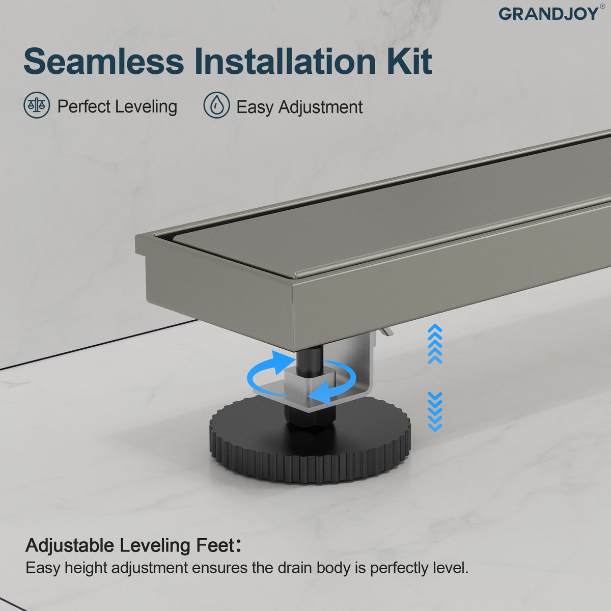 24-Inch Reversible Linear Shower Drain Kit with Anti-Odor Core