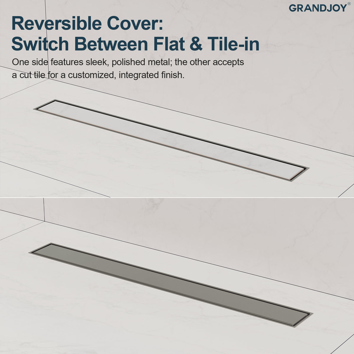 24-Inch Reversible Linear Shower Drain Kit with Anti-Odor Core
