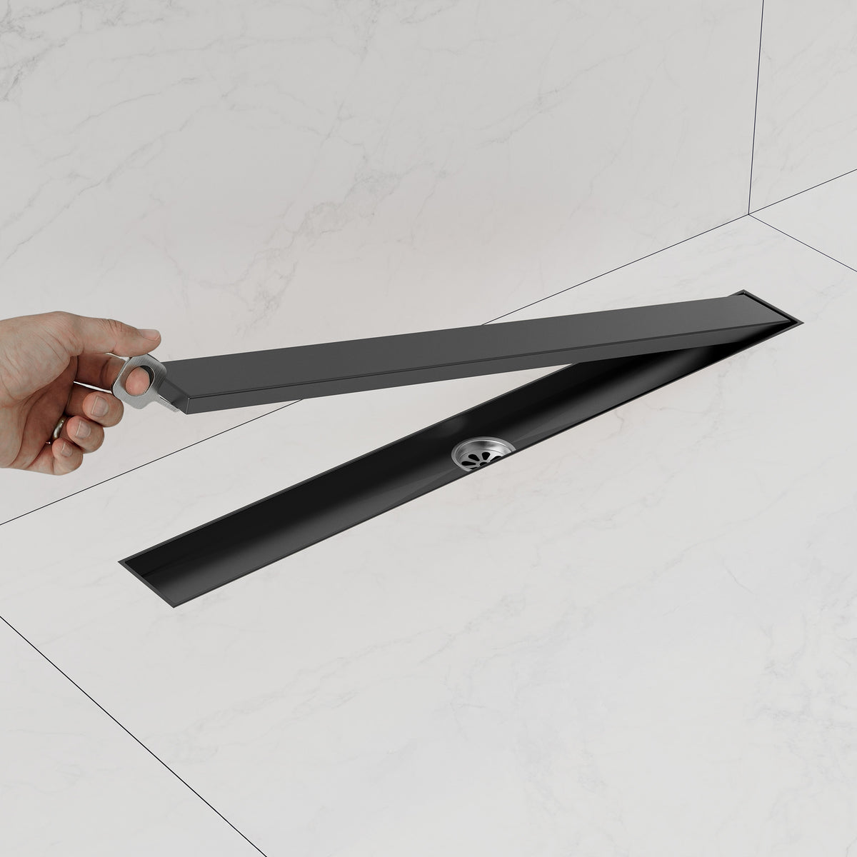 24-Inch Reversible Linear Shower Drain Kit with Anti-Odor Core
