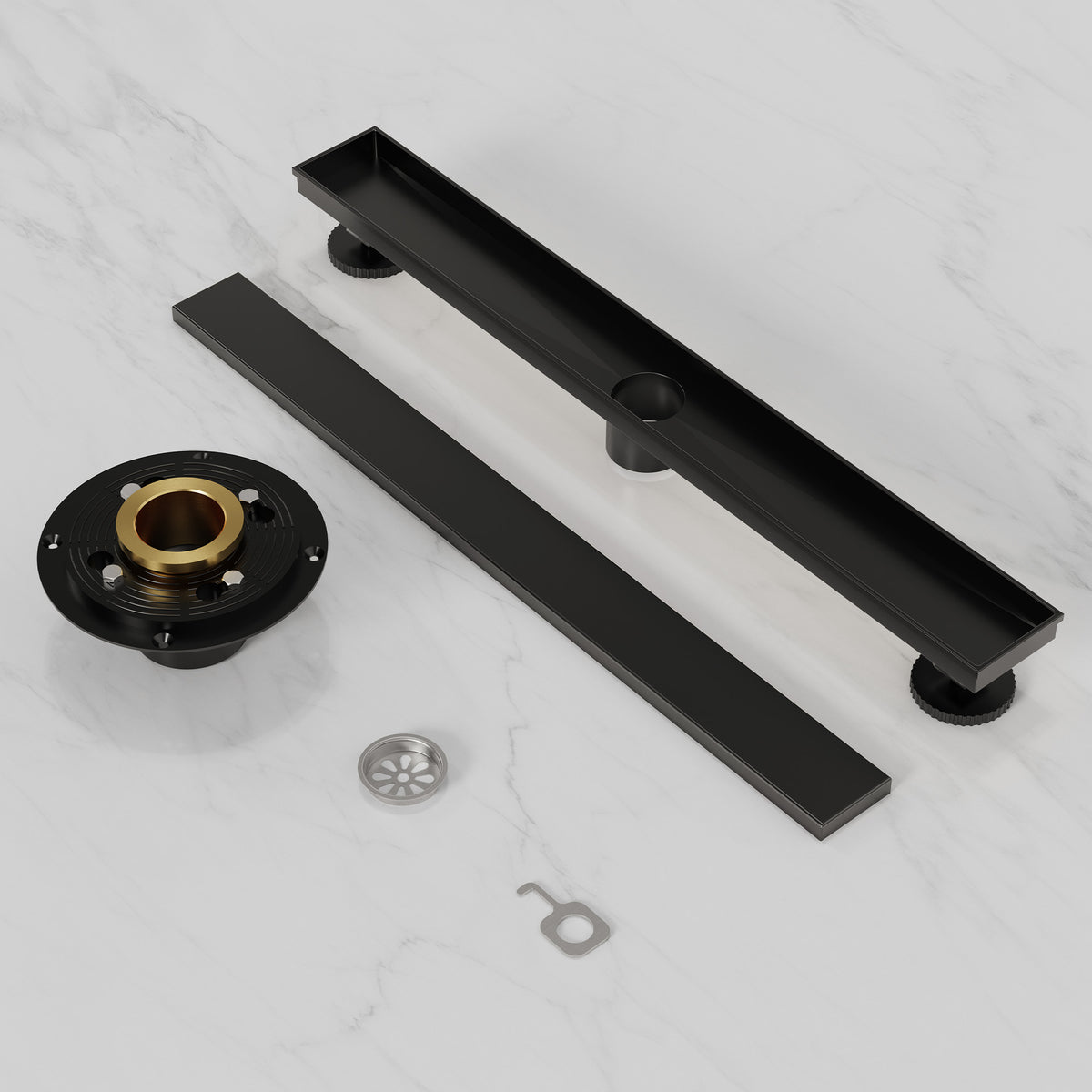 24-Inch Reversible Linear Shower Drain Kit with Anti-Odor Core