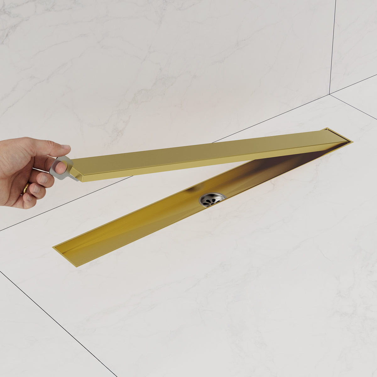 24-Inch Linear Shower Drain with Anti-Odor Core and Hair Catcher