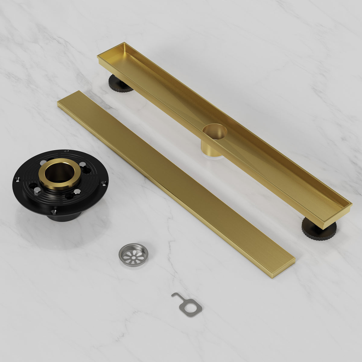 24-Inch Linear Shower Drain with Anti-Odor Core and Hair Catcher