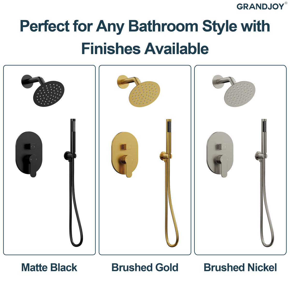 Round Wall-Mounted Rain Shower System with Handheld Spray