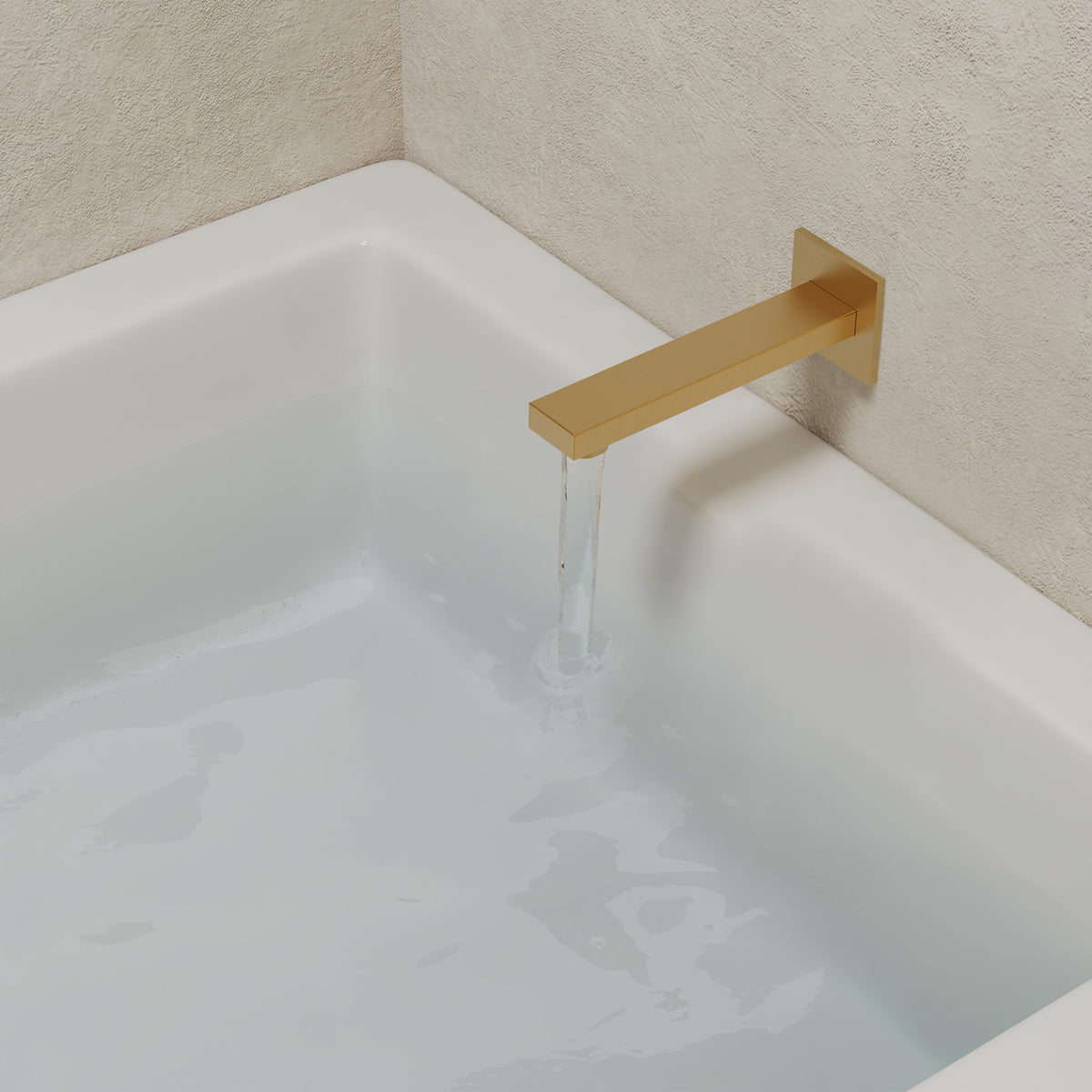 Square Wall-Mounted Shower System with Pressure-Balanced Tub Spout