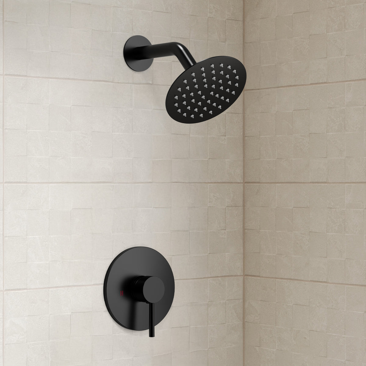 Round Wall-Mounted Rain Shower System with Pressure-Balanced Valve