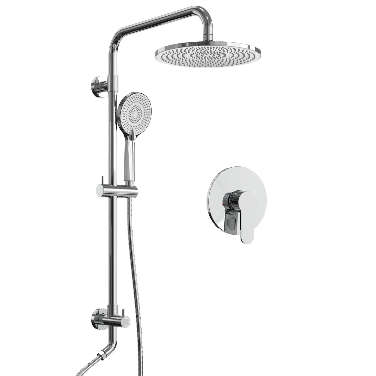Exposed Pressure-Balanced Rain Shower System with Handheld Spray