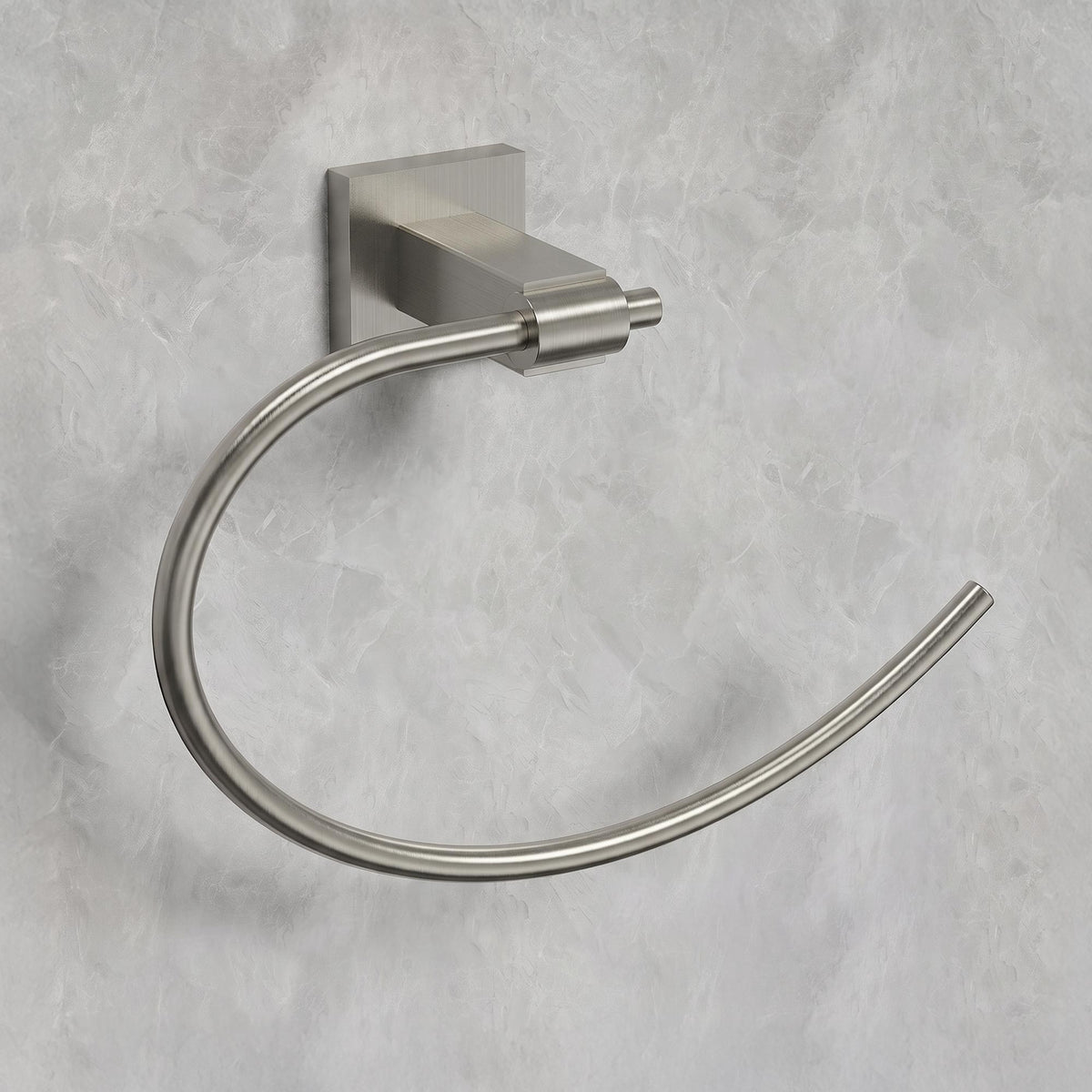Square Wall-Mounted Swing-Arm Towel Ring with 180-Degree Pivot