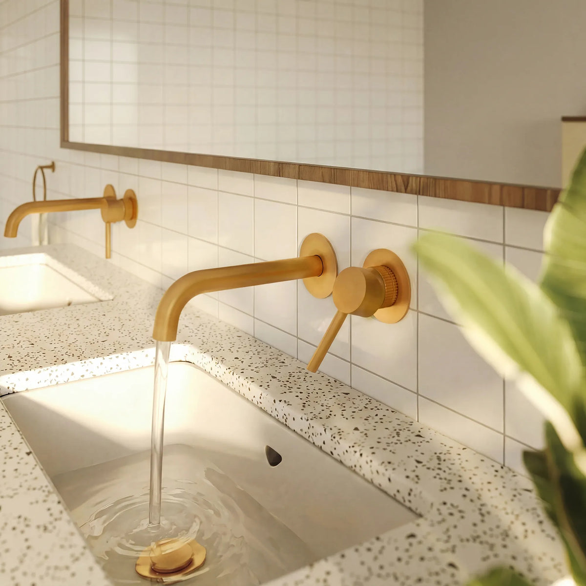 Single-Handle Wall-Mount Bathroom Sink Faucet With Pop-Up Drain
