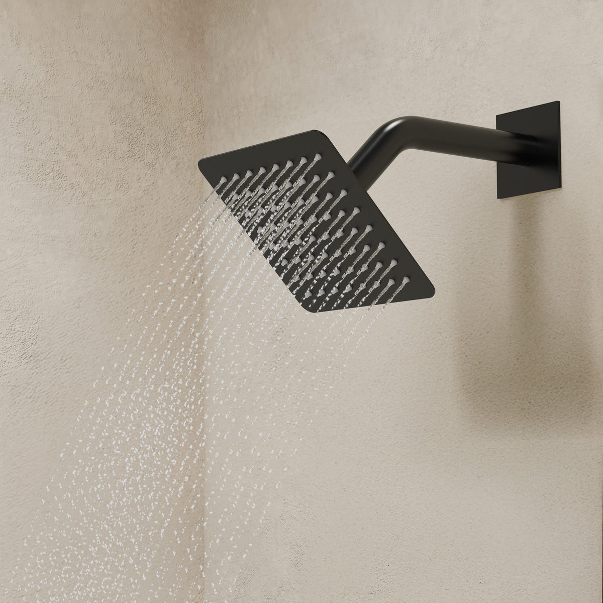 Square Wall-Mounted Shower System with Pressure-Balanced Tub Spout