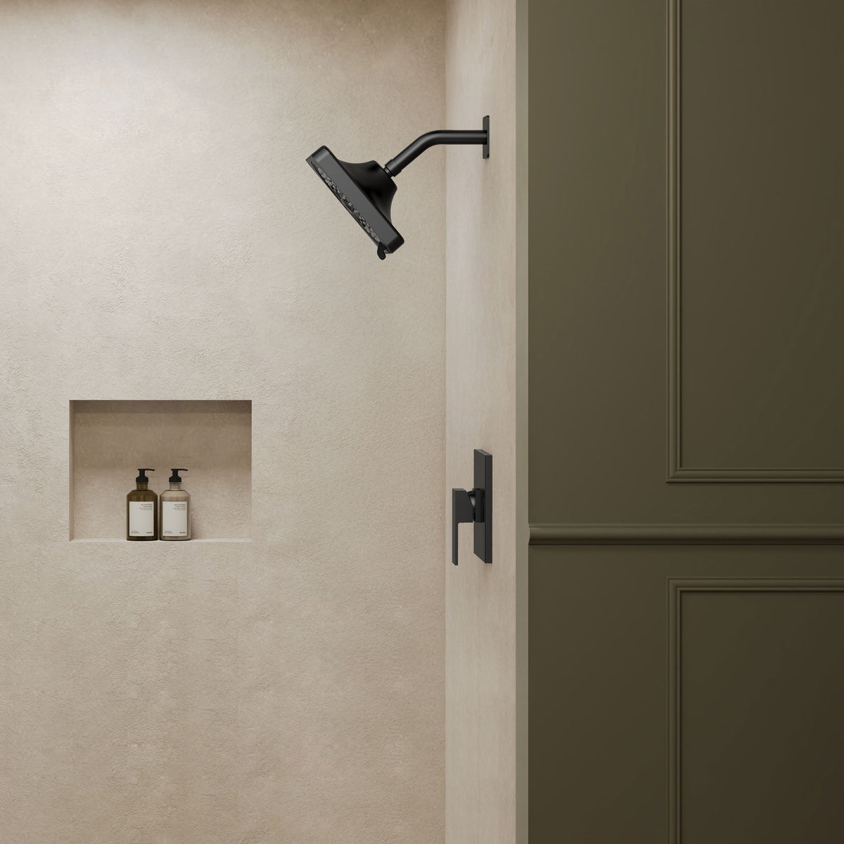 Square Wall-Mounted Pressure-Balanced Shower System with Seven Spray Modes