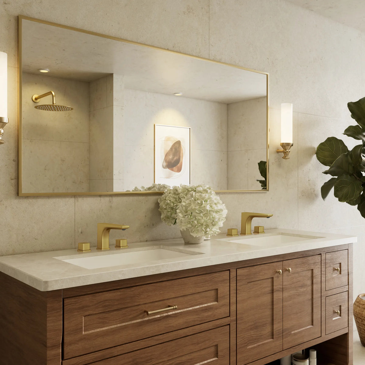Two-Handle Low Arc Widespread Bathroom Sink Faucet With Pop-Up Drain