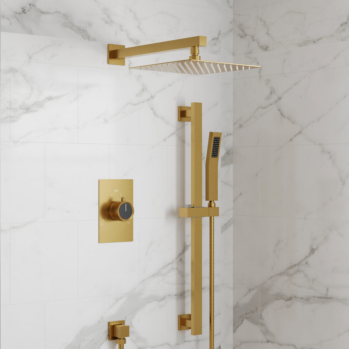 Wall-Mounted Dual-Spray Shower System with Adjustable Handheld Spray