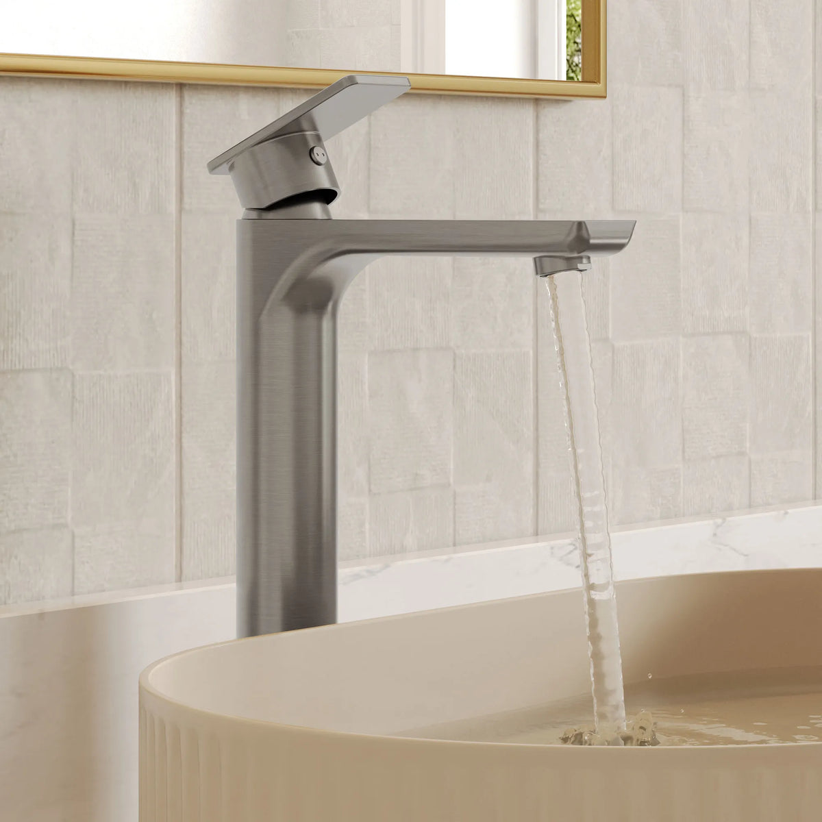 Single-Handle Vessel Bathroom Sink Faucet With Pop-Up Drain