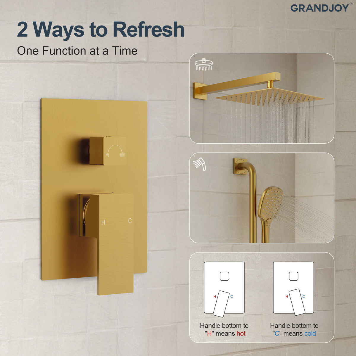 Square Wall-Mounted Shower System with Adjustable Slide Bar