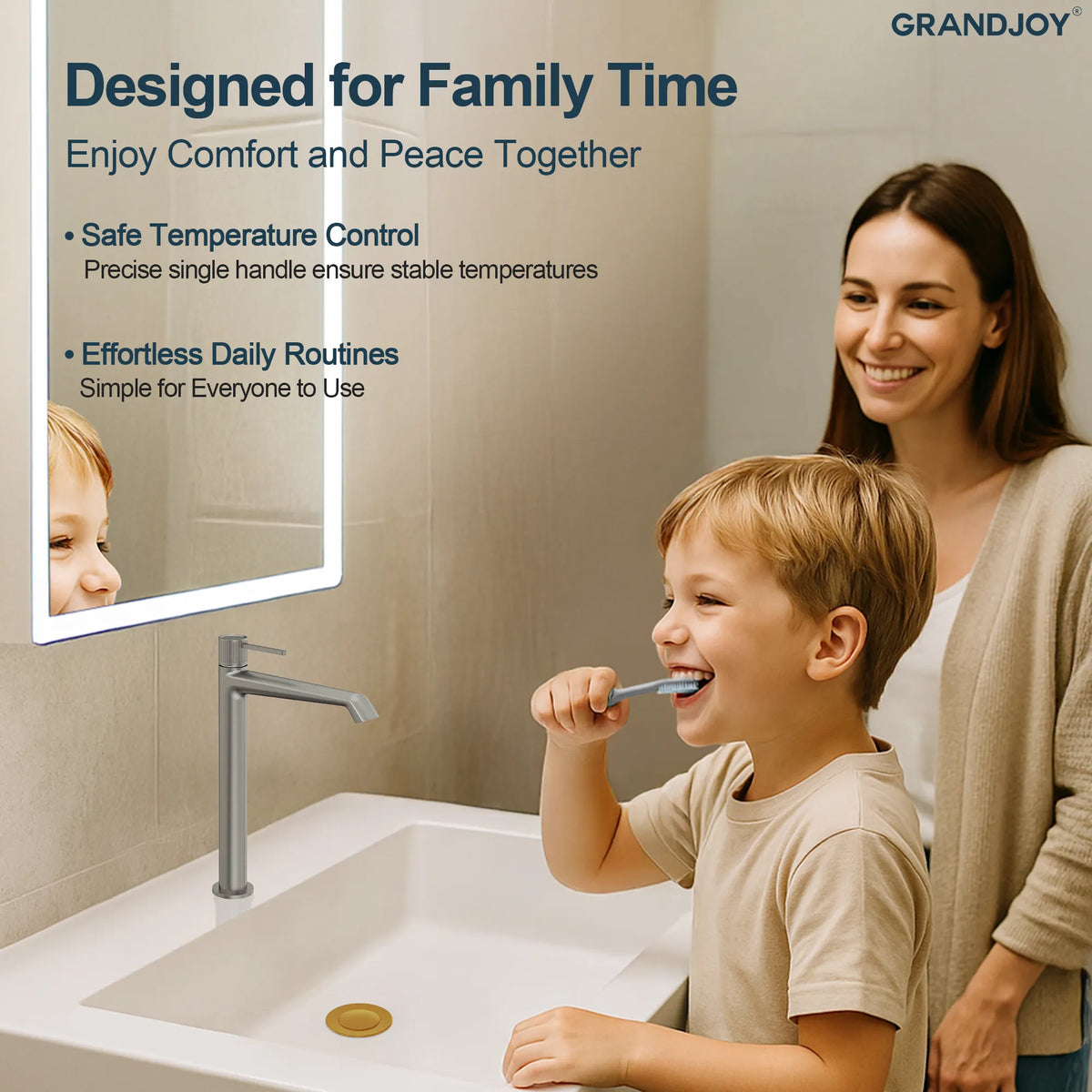 Single-Handle Vessel Bathroom Sink Faucet With Pop-Up Drain