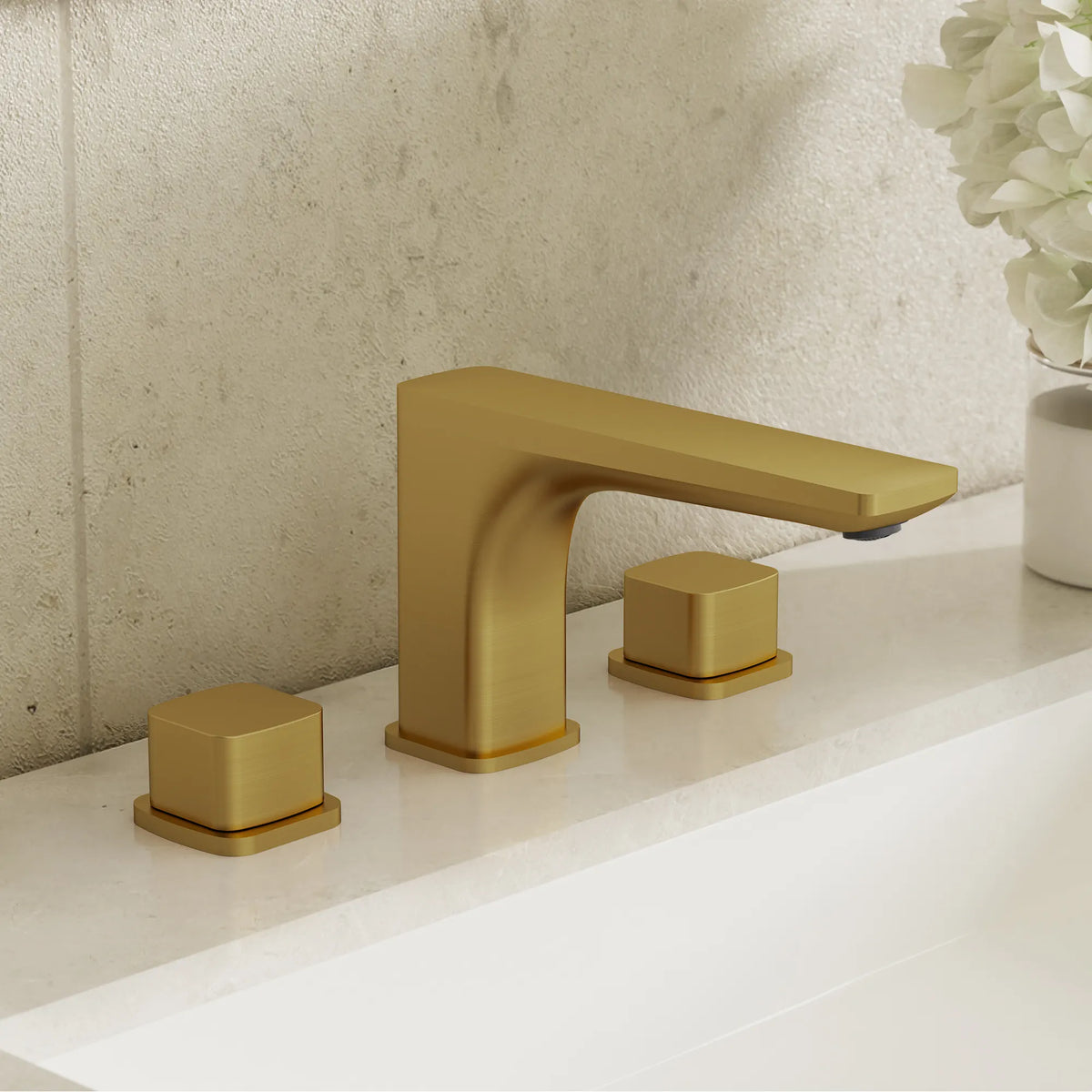 Two-Handle Low Arc Widespread Bathroom Sink Faucet With Pop-Up Drain