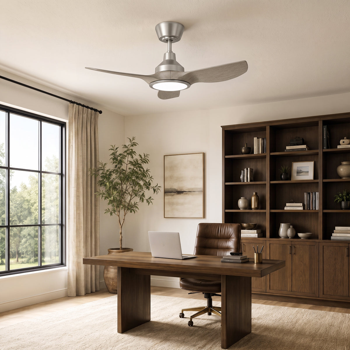 36-Inch Downrod Mount 3-Blade Ceiling Fan with Light and Remote Control