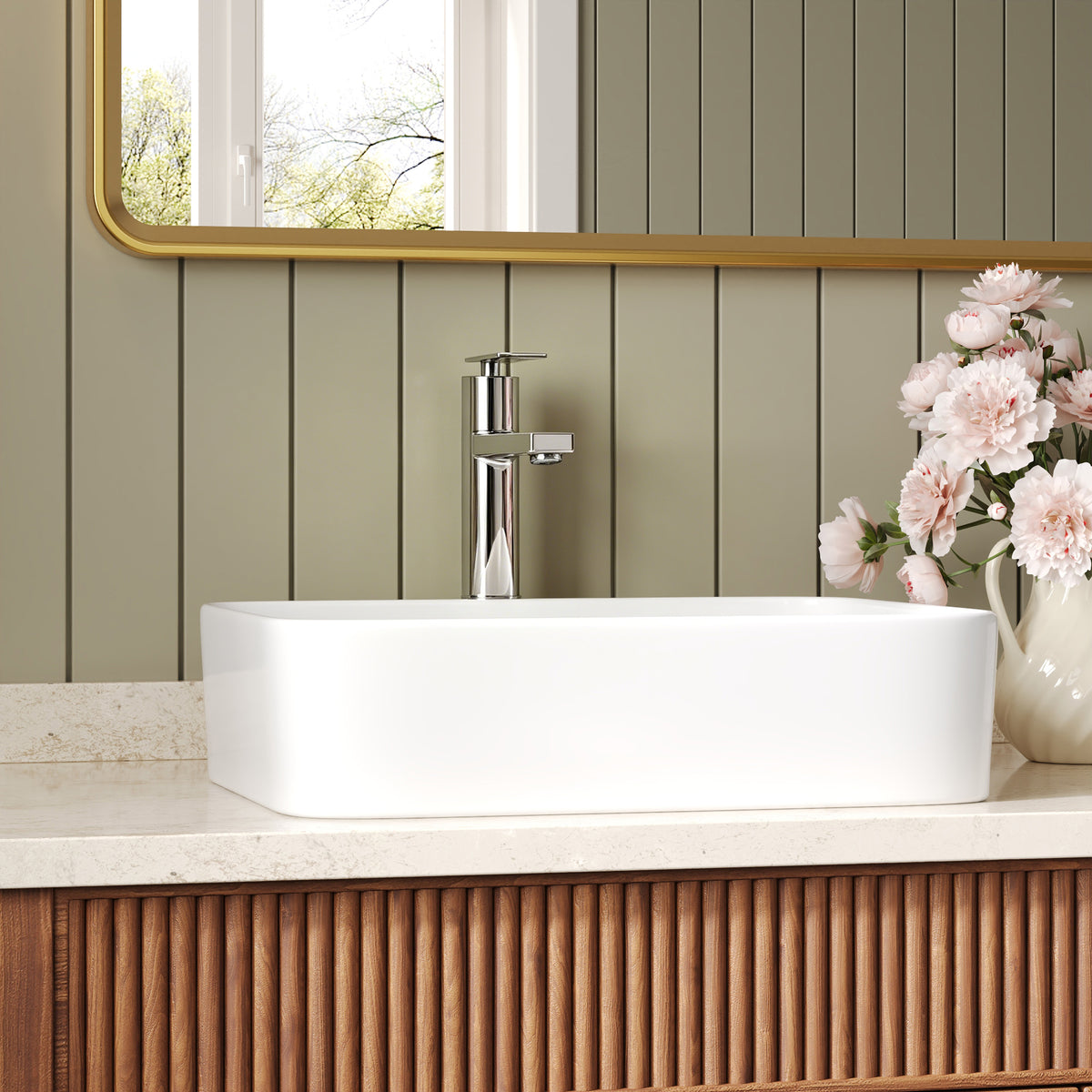 Single-Handle Vessel Bathroom Sink Faucet With Pop-Up Drain