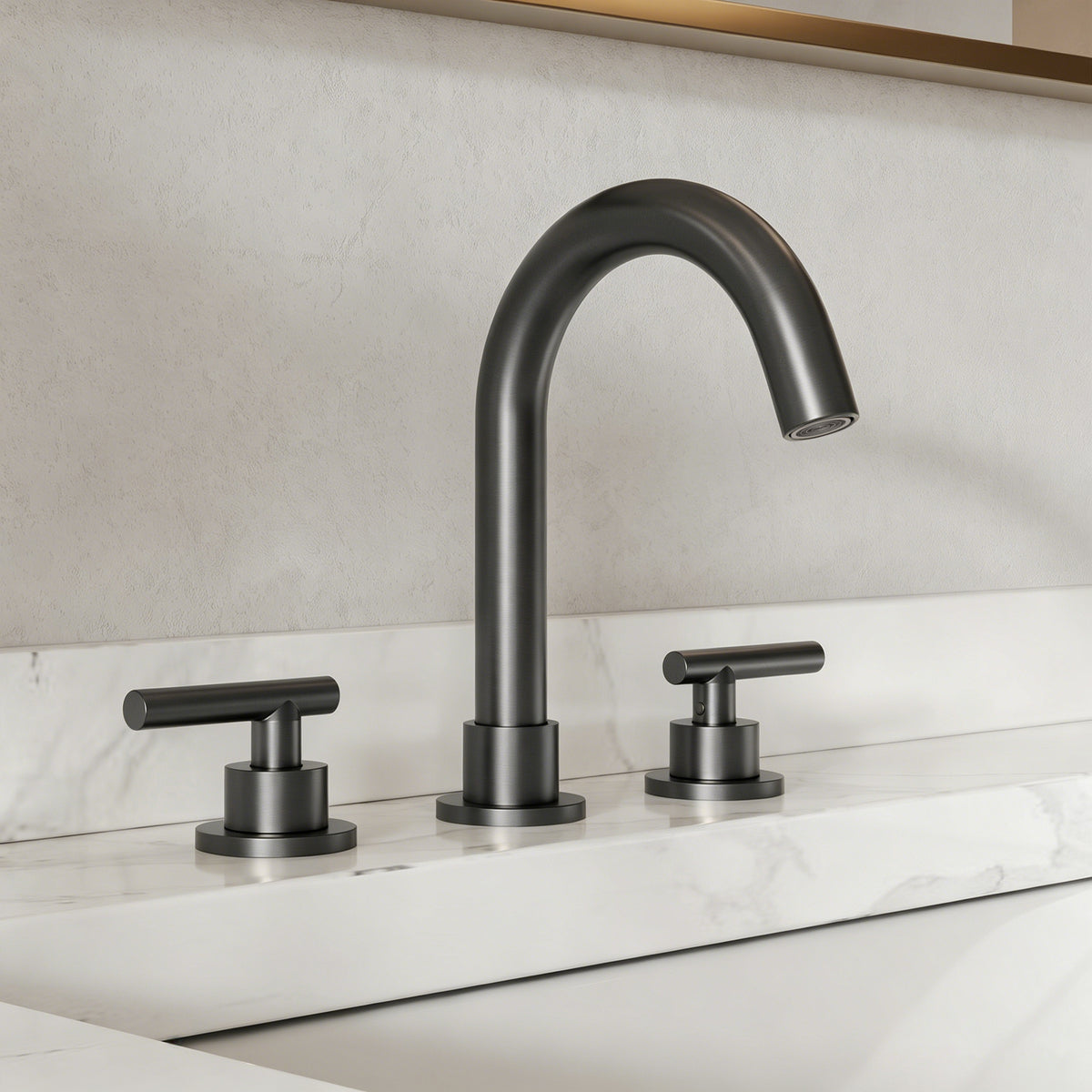 Two-Handle Mid Arc Widespread Bathroom Sink Faucet With Pop-Up Drain