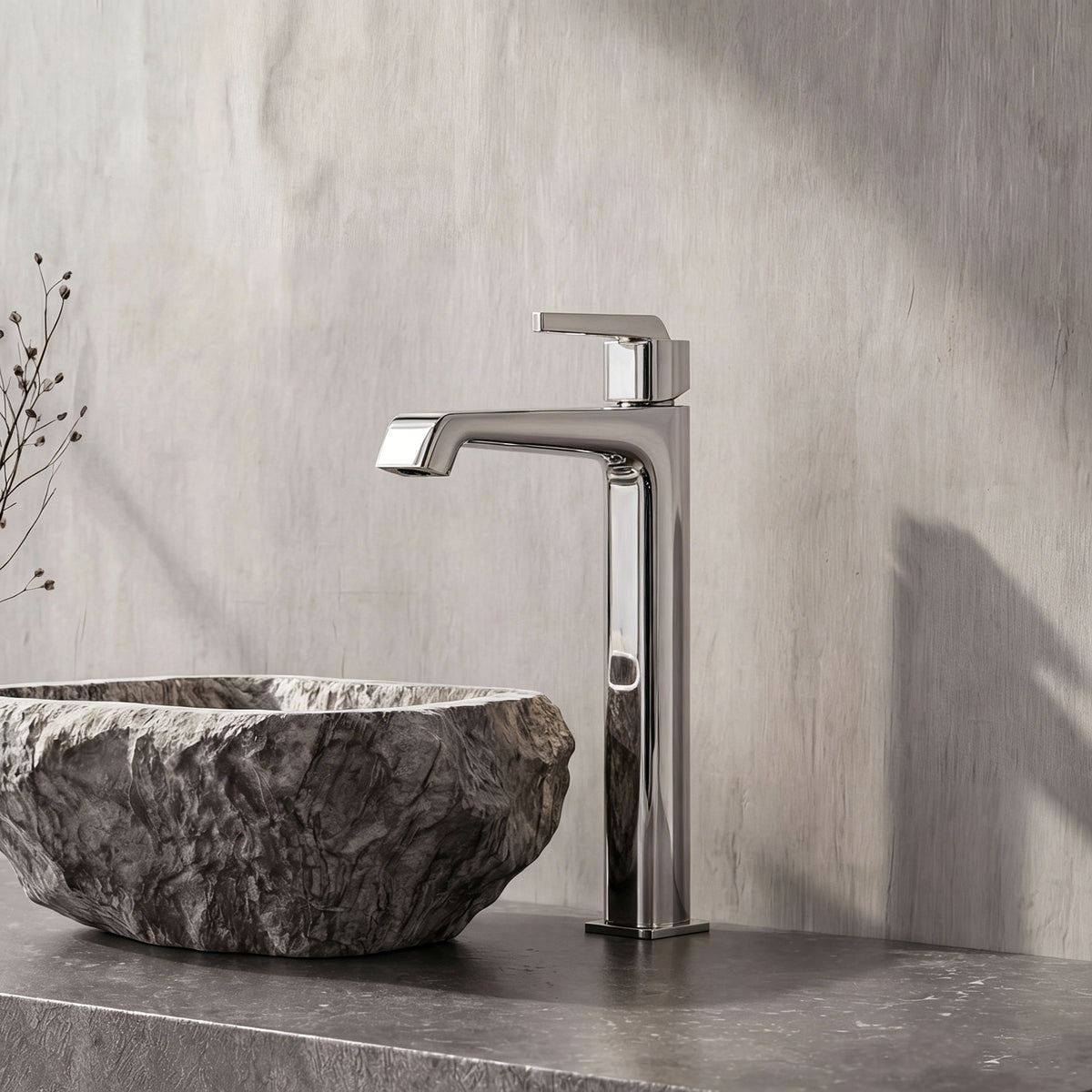 Single-Handle Vessel Bathroom Sink Faucet With Pop-Up Drain