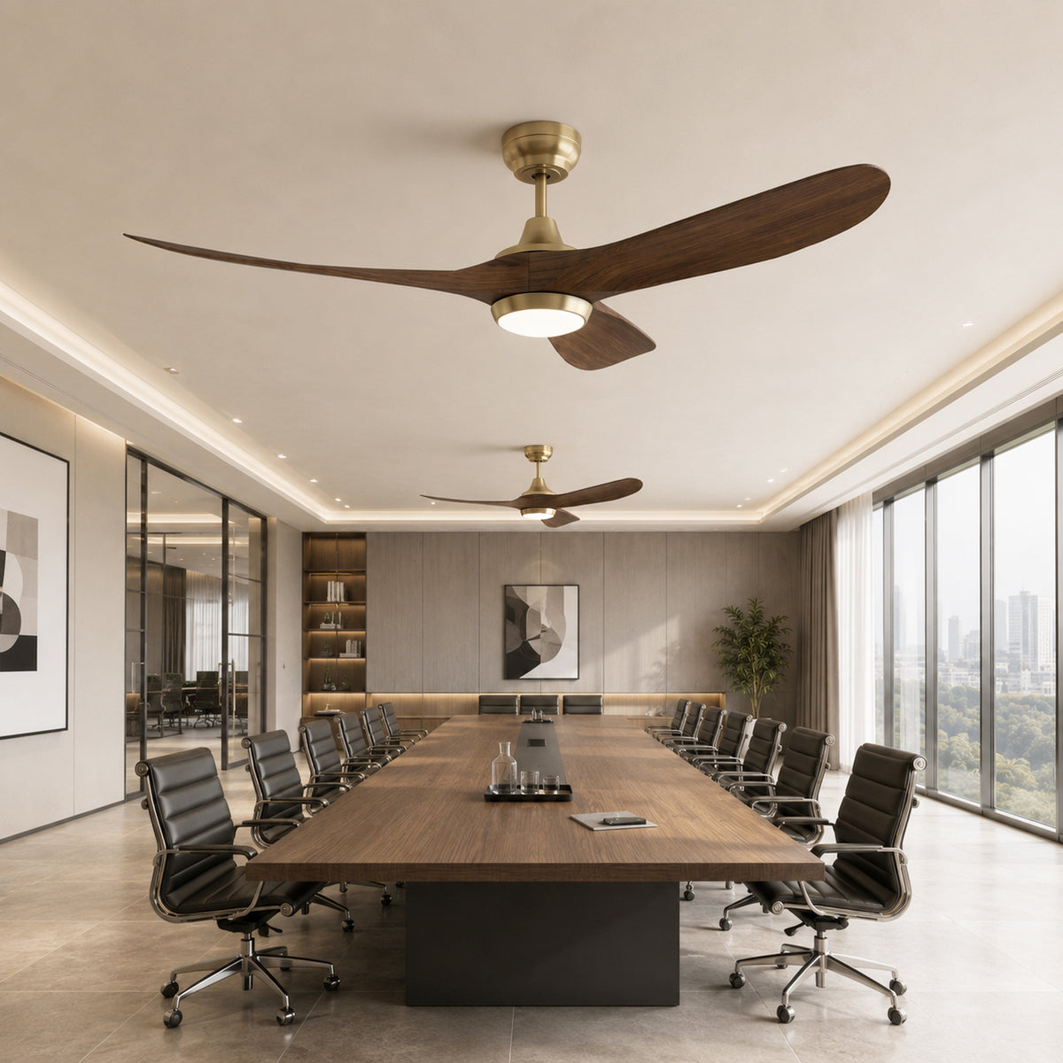 60-Inch Downrod Mount 3-Blade Ceiling Fan with Light and Remote Control