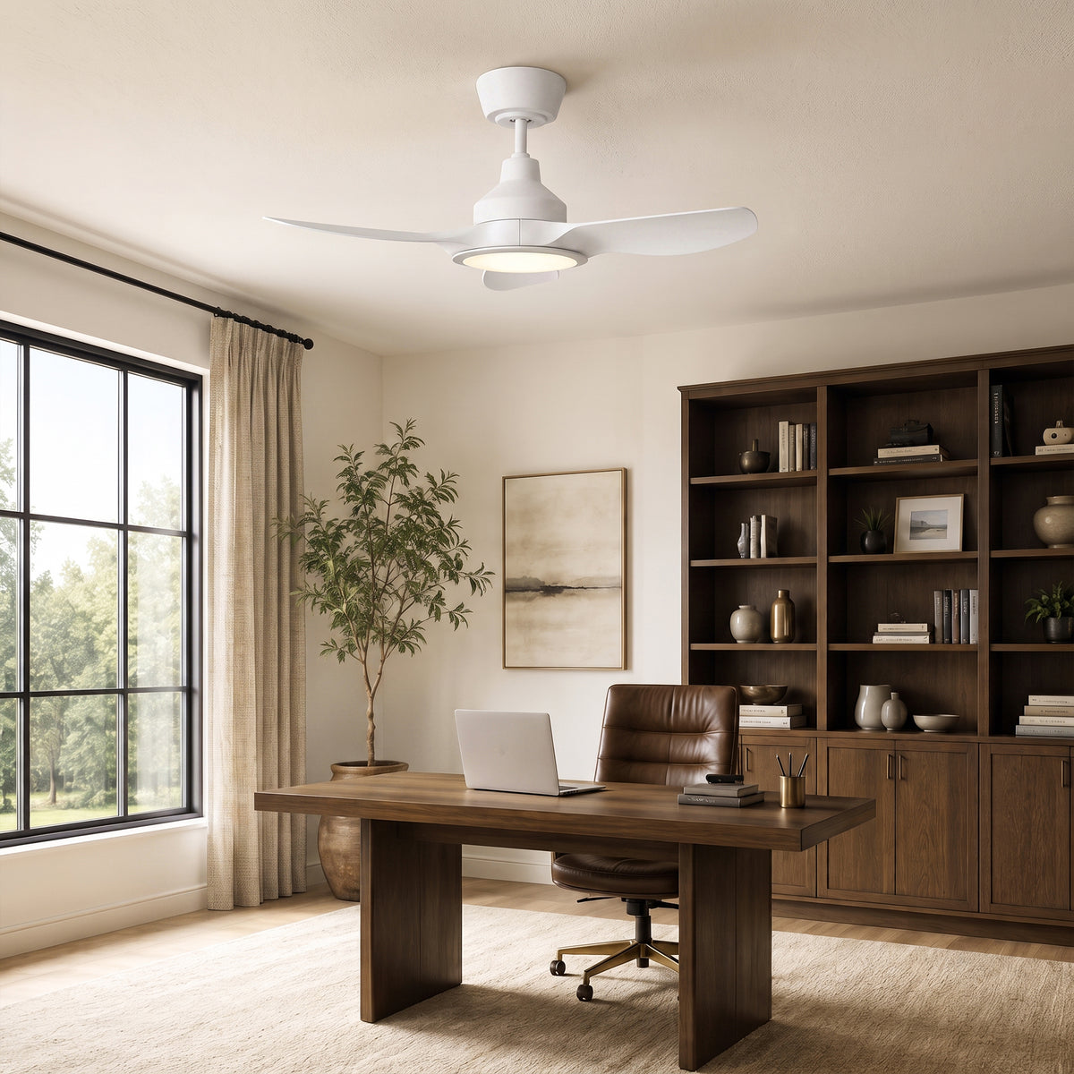 36-Inch Downrod Mount 3-Blade Ceiling Fan with Light and Remote Control