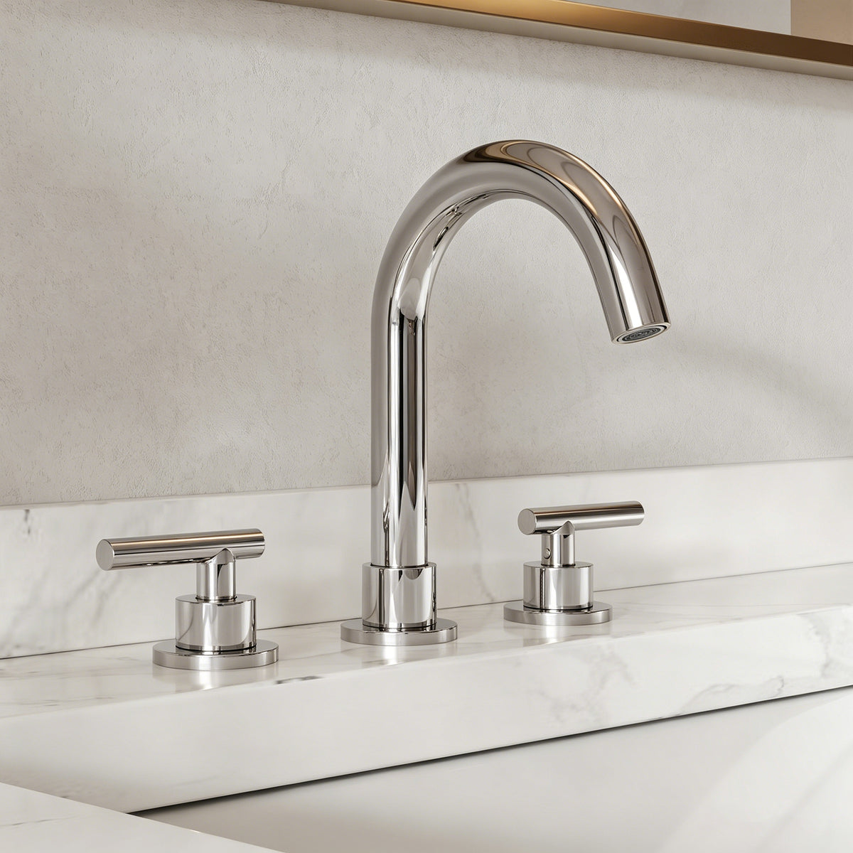 Two-Handle Mid Arc Widespread Bathroom Sink Faucet With Pop-Up Drain
