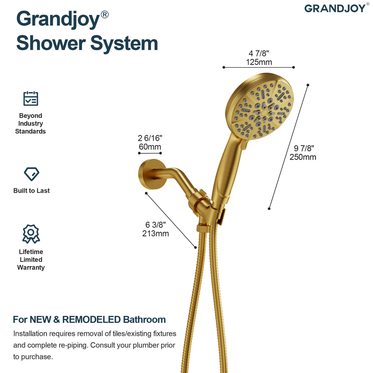 Wall-Mounted Shower Handheld with Five Spray Modes