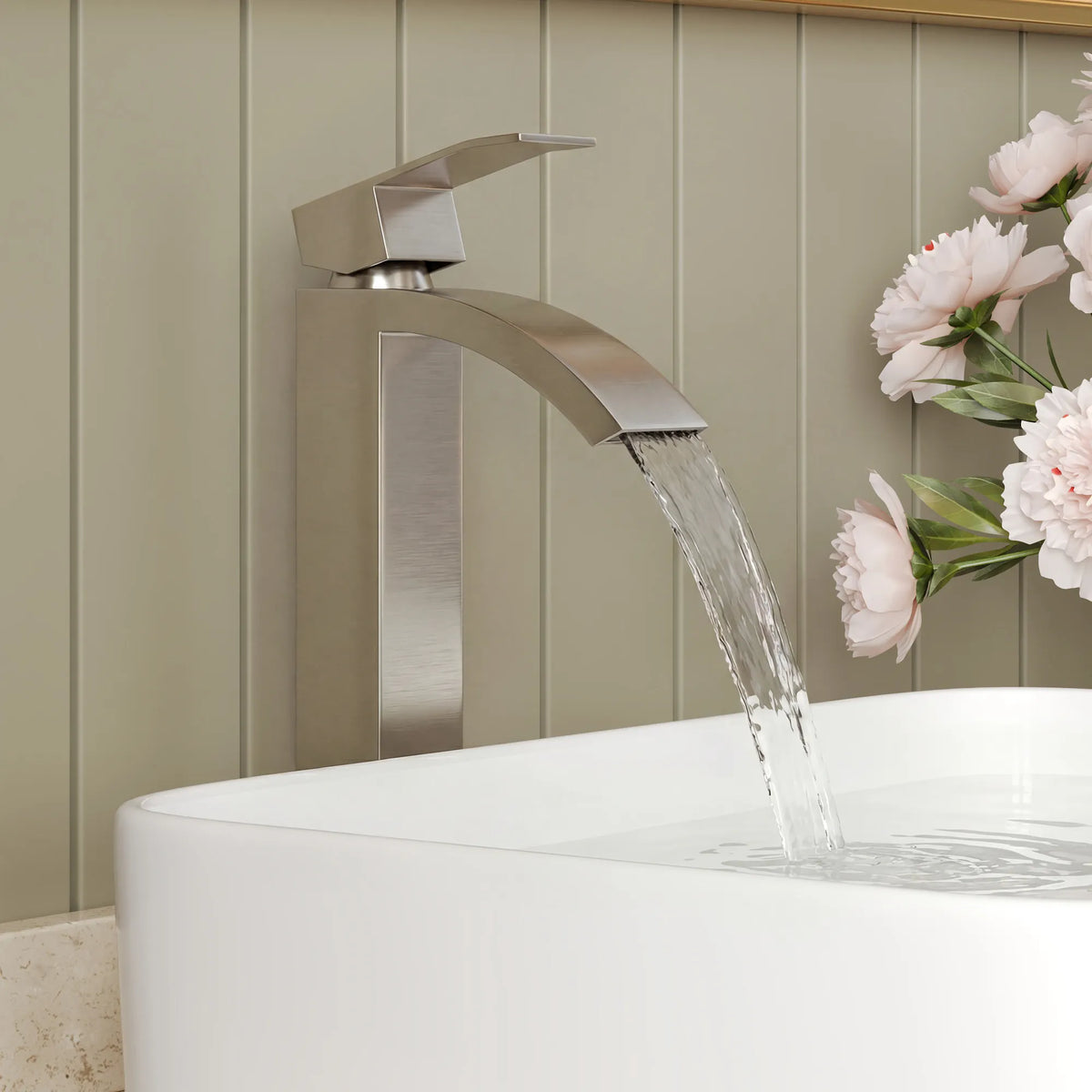 Single-Handle Vessel Bathroom Sink Faucet With Pop-Up Drain