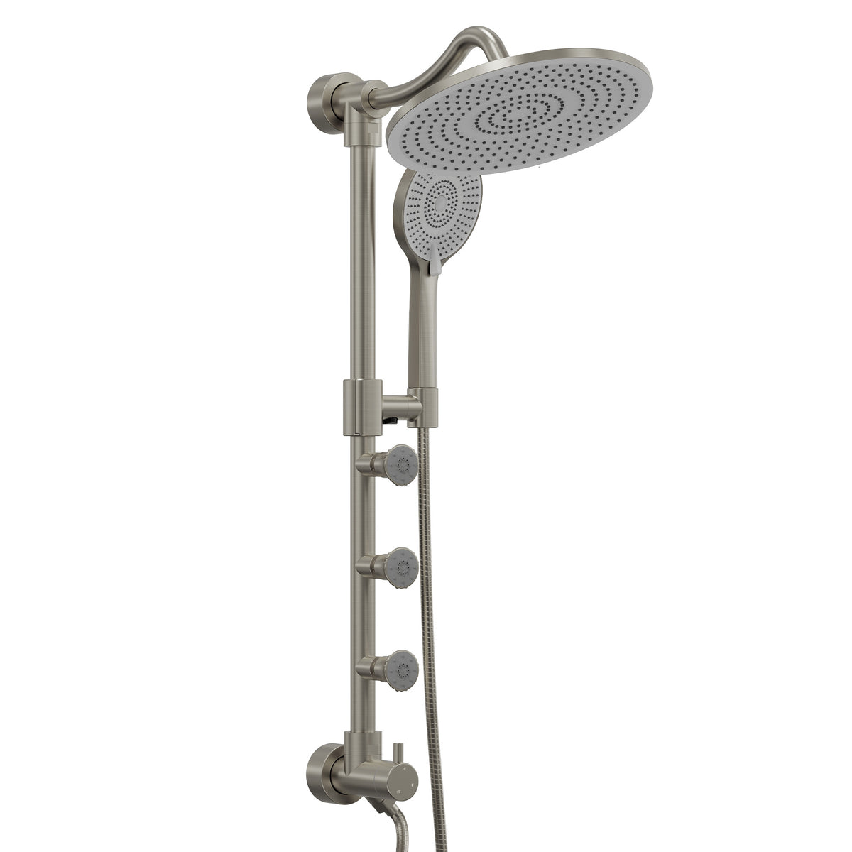 Exposed Rain Shower System with Handheld and Side Sprays