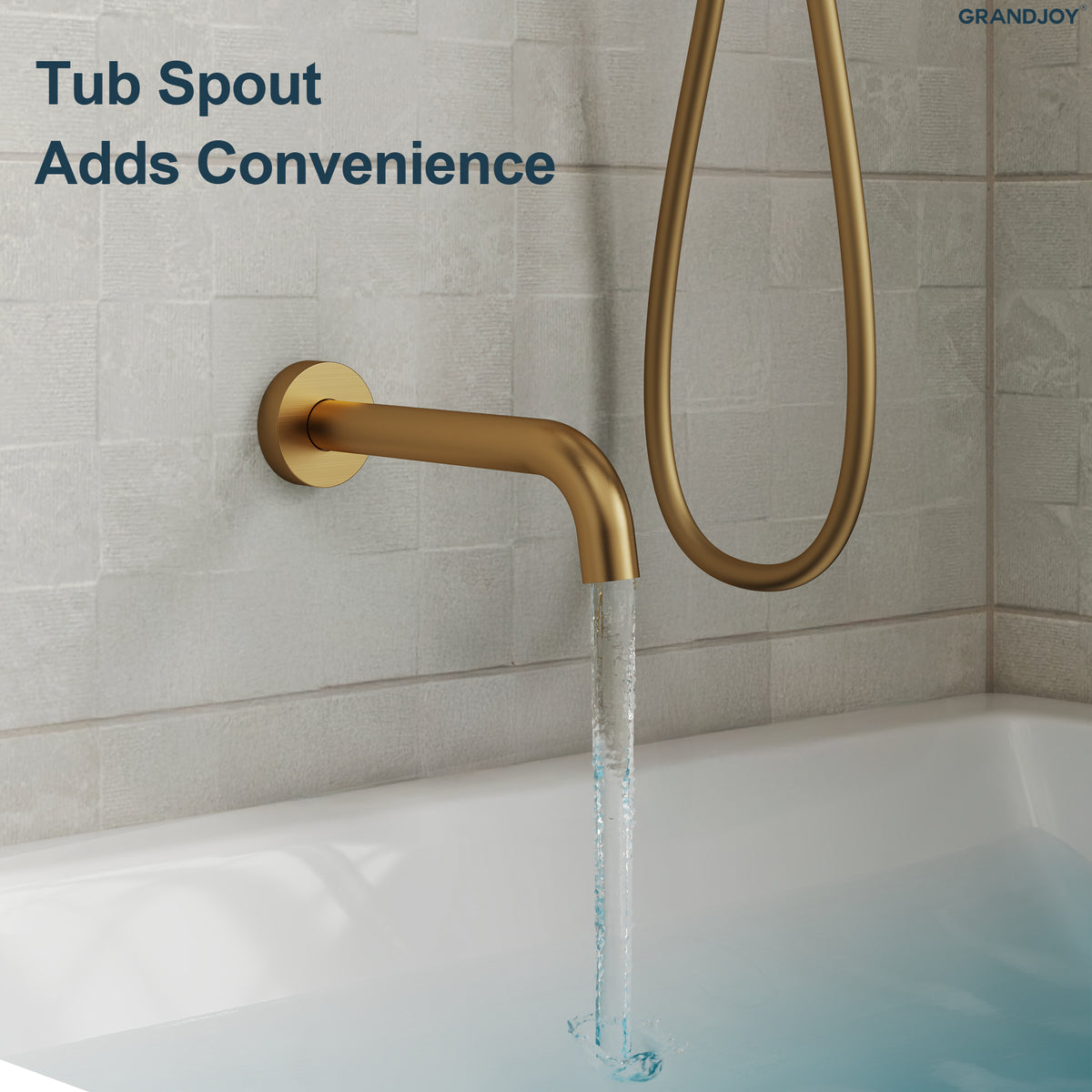 Round Wall-Mounted Shower System with Handheld and Tub Spout