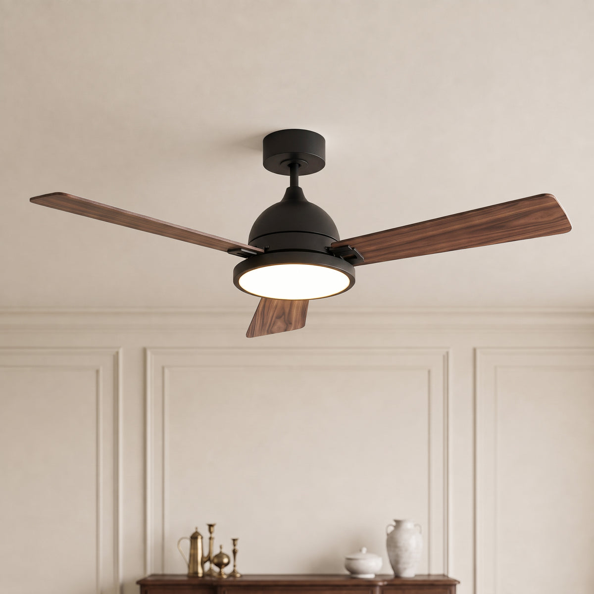 52-Inch Downrod Mount 3-Blade Ceiling Fan with Light and Remote Control