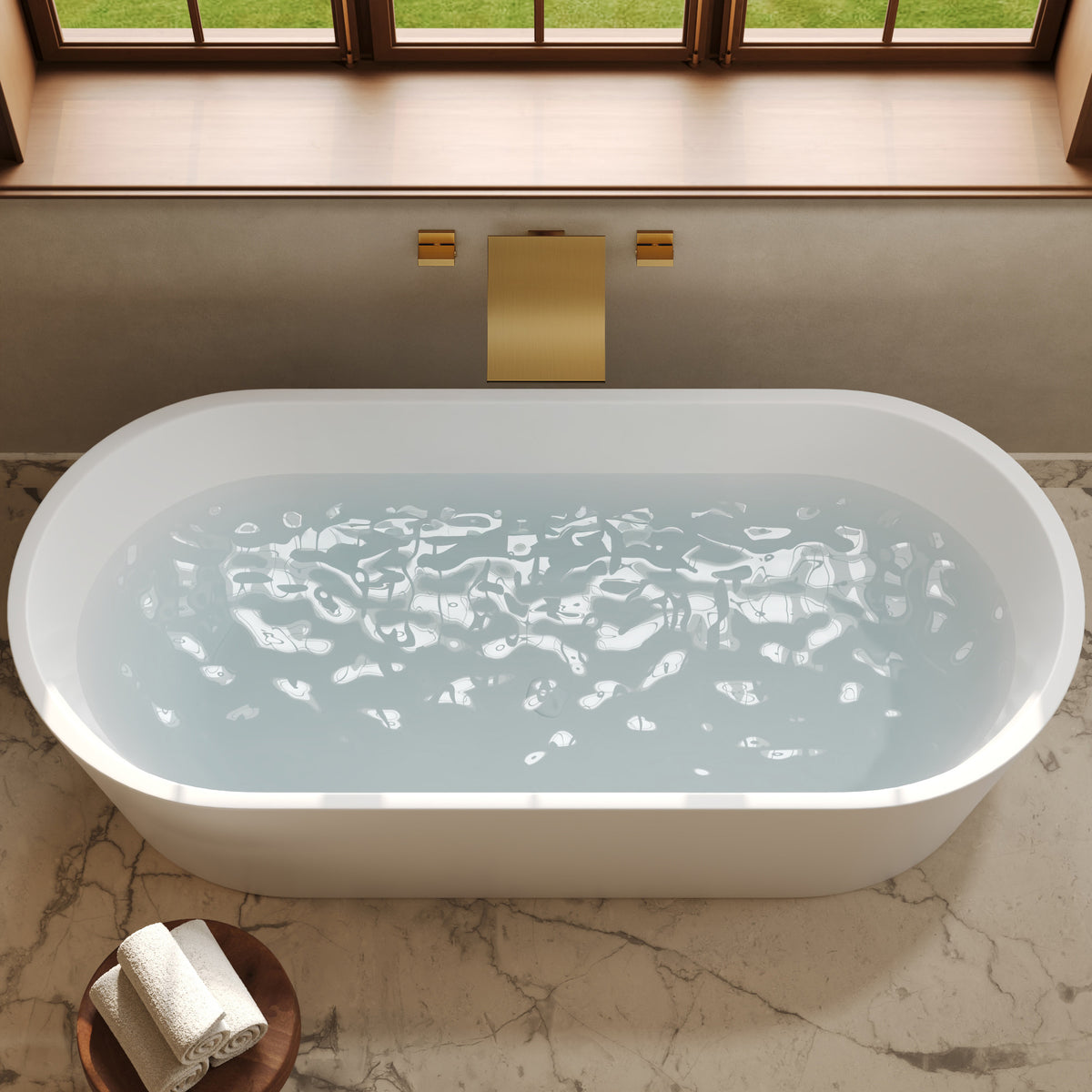 Wall-Mounted High-Flow Waterfall Bathtub Faucet with Dual Handles
