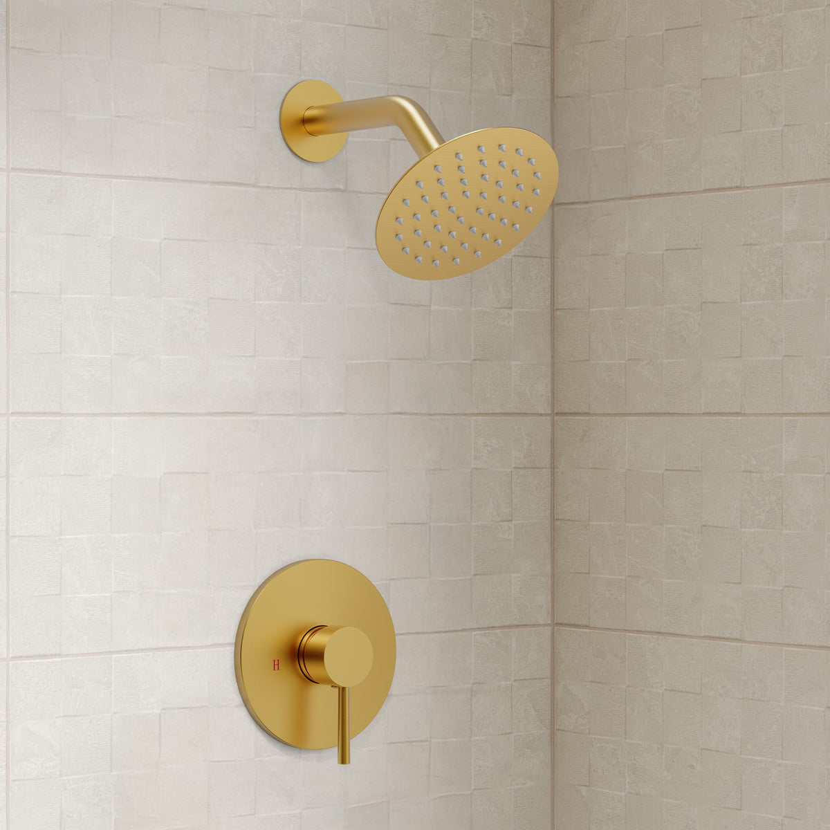 Round Wall-Mounted Rain Shower System with Pressure-Balanced Valve